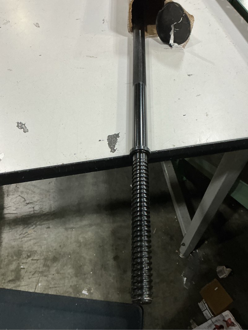 Condition photo showing Good Condition for 55" weight lifting bar, 1" standard straight barbell bars for weight lifting, olympic barbell bar for bench press/hip thrusts/squats/lunges for gym and home, 2 star star-nuts (480lb weight capacity) black