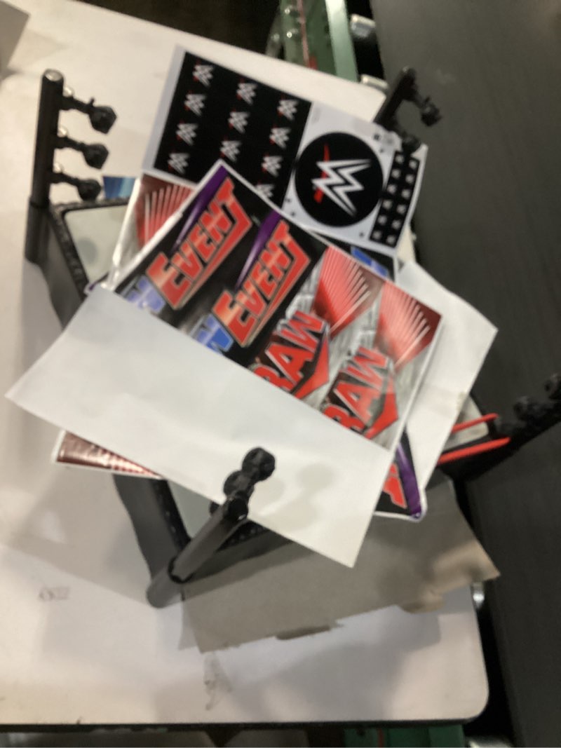 Condition photo showing Good Condition for Mattel WWE Superstar Ring with Labels - Main Event & RAW, Spring-Loaded Ring Mat & Pro Tension Elastic Rope