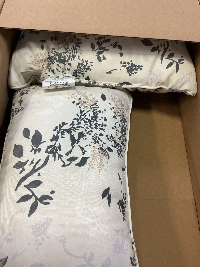 Condition photo showing Good Condition for Martha Stewart Charming Foliage Indoor Outdoor Decorative Lumbar Pillow 2-Pack Set, UV Fade Resistant, Water Repellent, Printed Floral Design, Warm Grey, 11"x18" Warm Grey 11"x18"