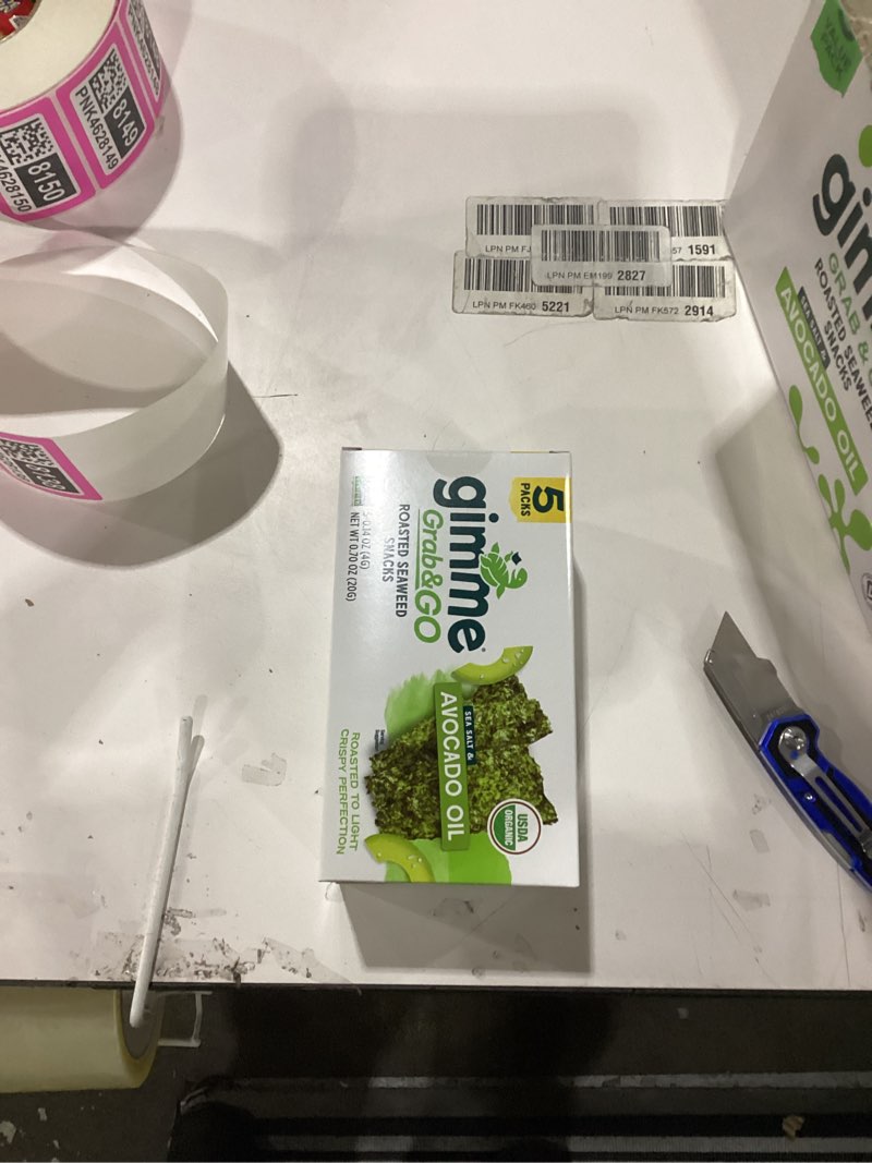 Condition photo showing New/Like New for Gimme Seaweed Grab & Go Organic Premium Roasted Seaweed Snacks, Sea Salt & Avocado Oil, 5 Count Trayless, Keto, Vegan, Gluten-Free, Source of Omega3s, Healthy On-The-Go Snack for Kids & Adults #2 Sea Salt & Avocado Oil 5 Count (Pack of 1)