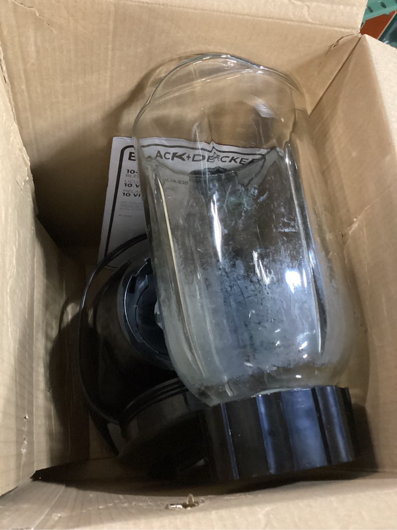 Condition photo showing As Is for BLACK+DECKER Countertop Blender with 6-Cup Glass Jar, 10-Speed Settings, Black, BL2010BG