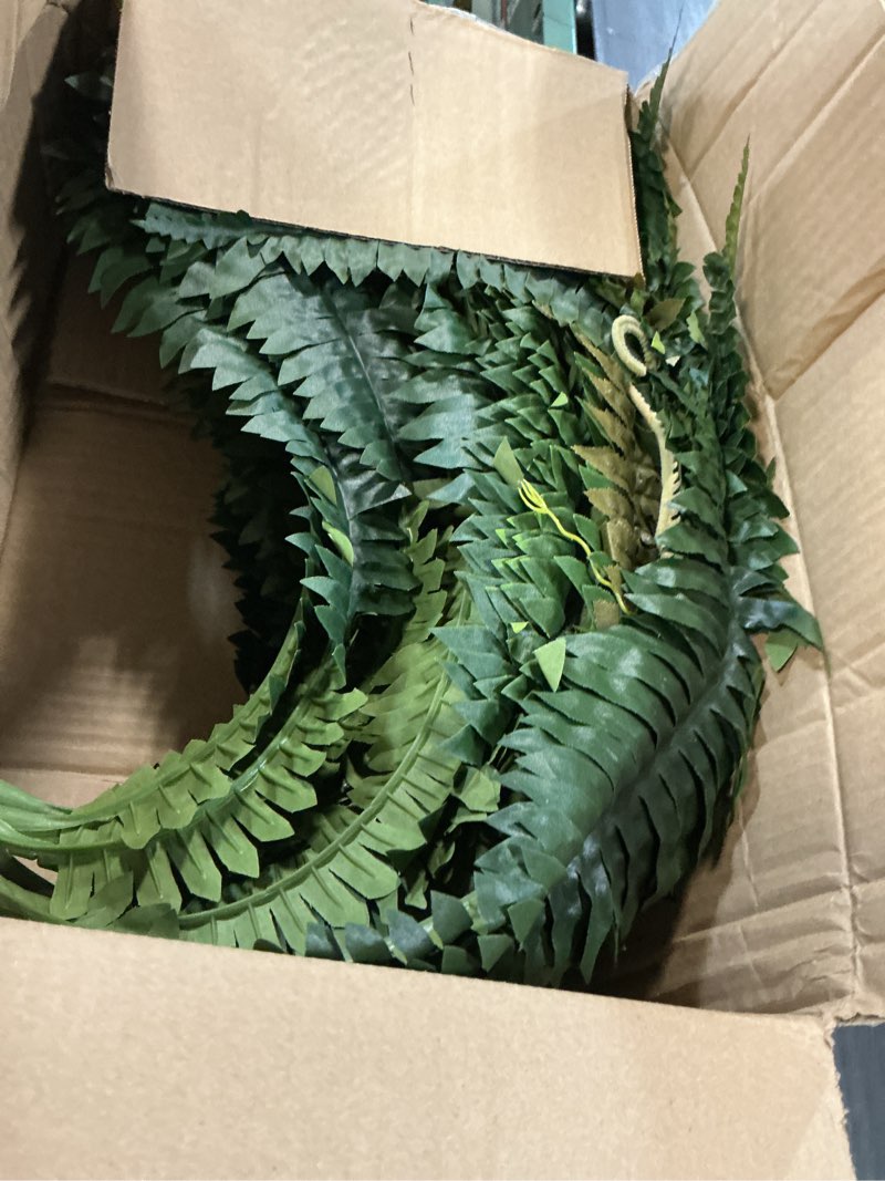 Condition photo showing Good Condition for martine mall 48 inch 88 leaves xxl large fake ferns artificial ferns for outdoors look real, uv resistant faux boston fern for outdoor planter realistic hanging artificial fake plants for porch patio 1 pcs green