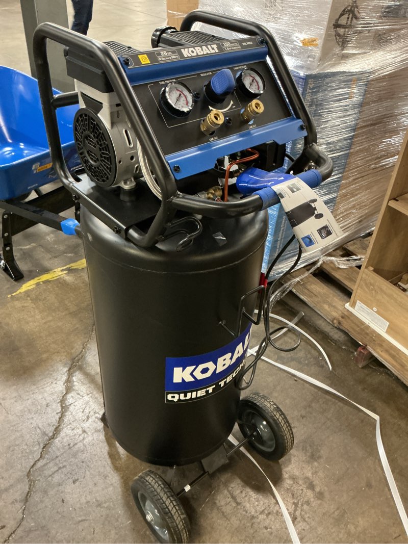 Condition photo showing Good Condition for kobalt quiet tech 26-gallon portable electric 150 psi vertical air compressor