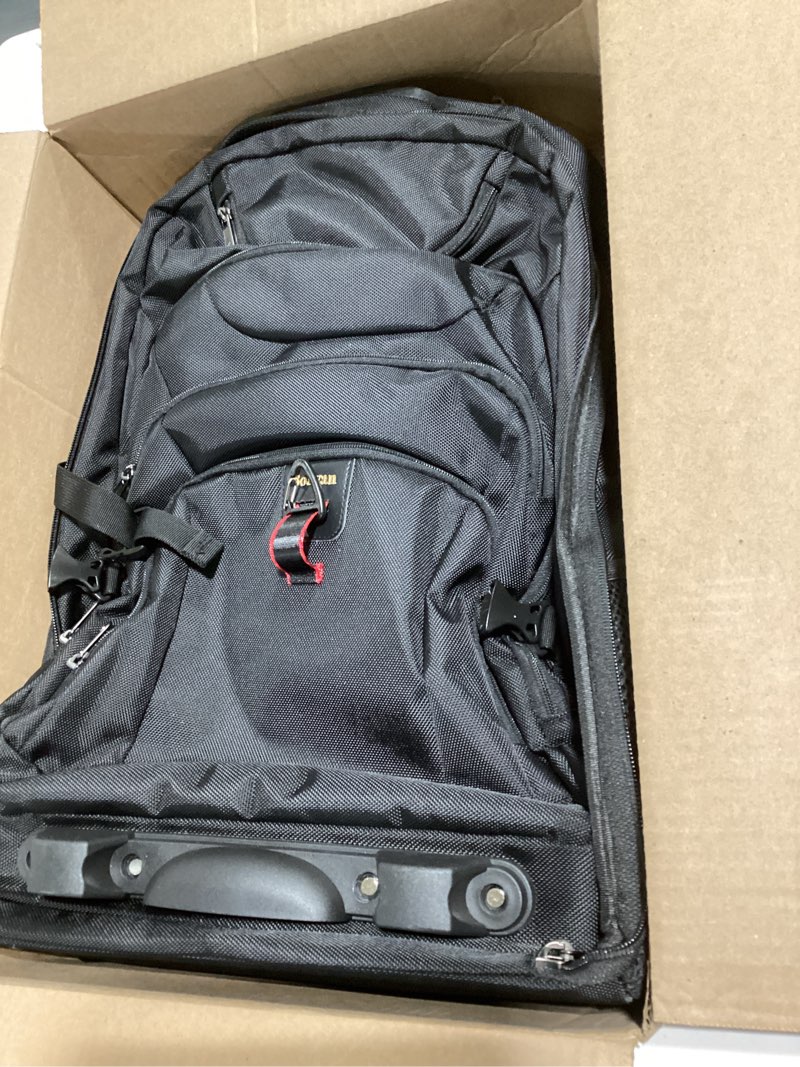 Condition photo showing Good Condition for boavan wheeled backpack,18.4 inch water resistant rolling backpack,carry on luggage business bag, overnight college computer backpacks trolley suitcase for men women adults to travel?black 18.4 inches black