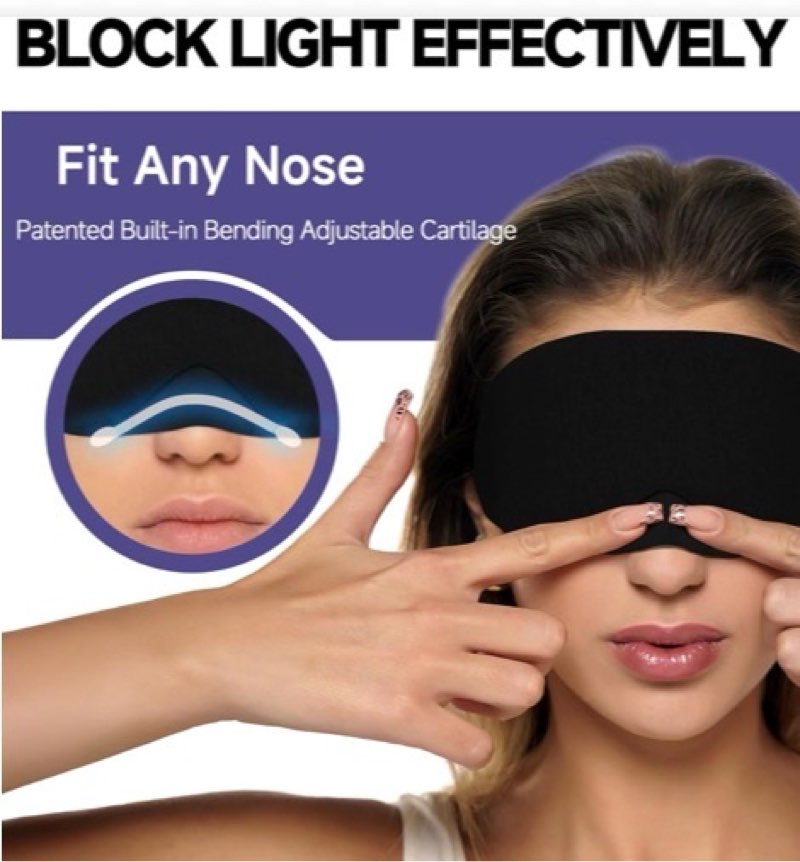 mavogel cotton sleep eye mask - updated design light blocking with adjustable nose bridge, soft and comfortable night eye mask for men women, eye blinder for shift work, includes travel pouch, black