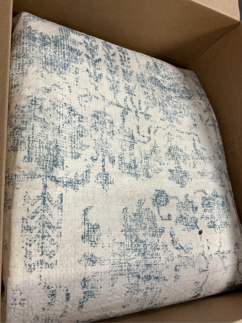 Condition photo showing As Is for Blue Area Rug 8x10 Machine Washable Large Vintage Living Room Distressed Non Slip Carpet Traditional Indoor Bedroom Retro Floral Accent Throw Rug for Office Kitchen Dining Room 8' x 10' (Rectangular) Accent | Blue