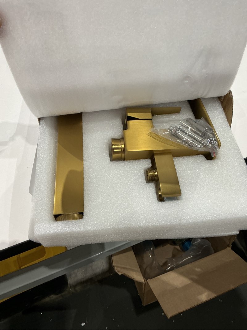 Condition photo showing Good Condition for waterfall freestanding bathtub faucet, floor mount bathroom tub filler shower faucets with handheld sprayer, brushed gold