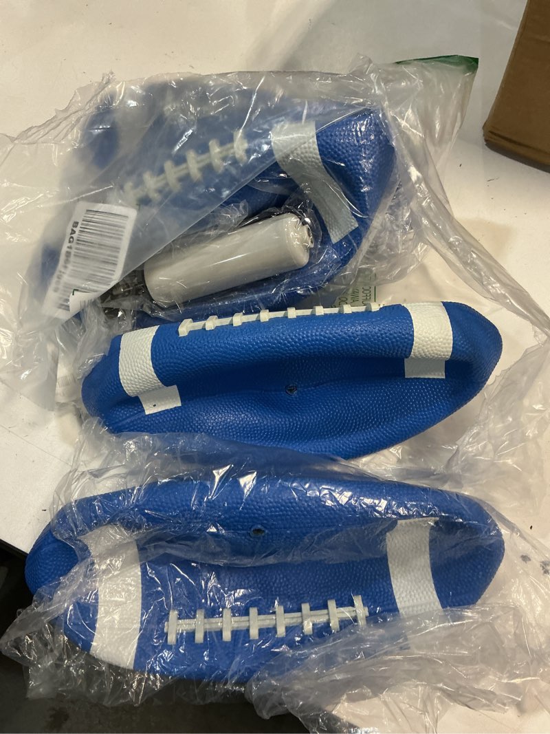 Condition photo showing Good Condition for winnerwhy 4 pack youth footballs, official size 6 footballs junior size inflatable rubber football with pump 6 x 10 inch outdoor composite leather football for youth party favors