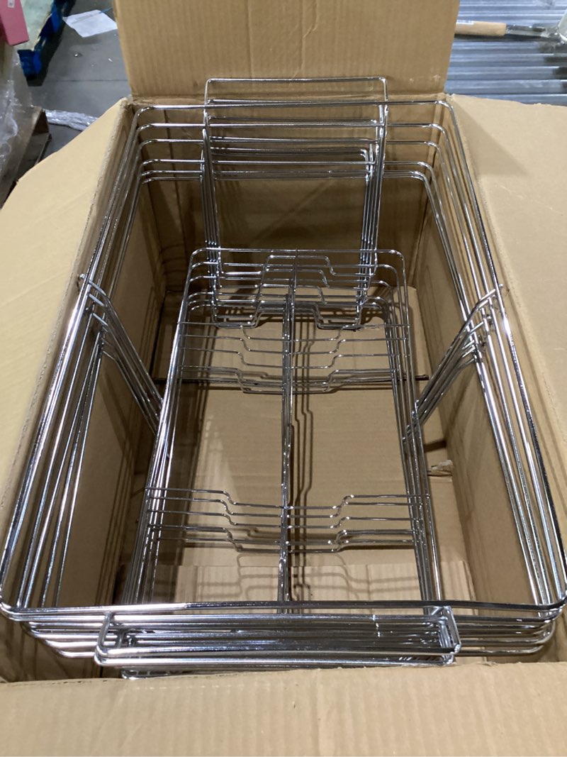 Condition photo showing New/Like New for 6 pack - professional fixed chafing wire rack: heavy duty plated steel chafer stand for full size & half size steam table pans, industry compatible, stackable for catering & banquets