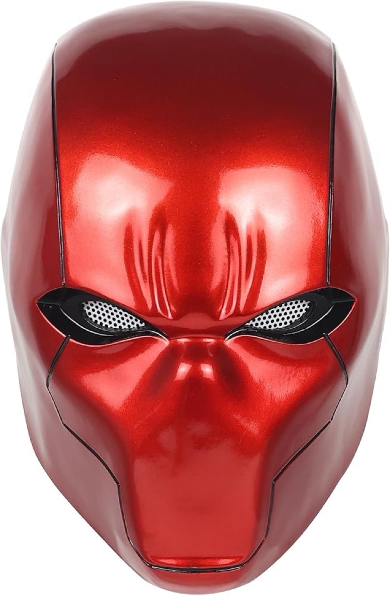 Red Hood Helmet Metallic Effect Red Hood Mask Deluxe Cosplay Prop for Fans Collector's Edition