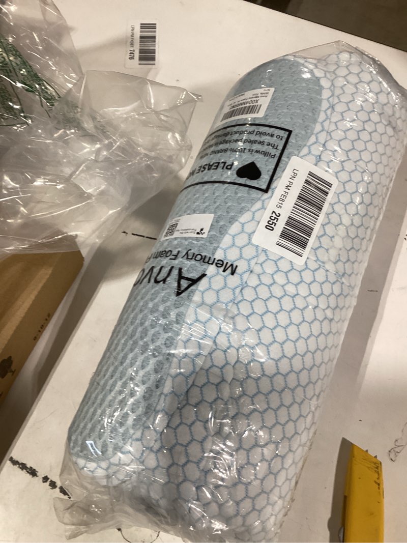 Condition photo showing New/Like New for Anvo Memory Foam Pillow, Neck Contour Cervical Orthopedic Bed Pillow for Sleeping Side Back Stomach Sleeper, Ergonomic Design for Neck and Shoulder Pain Relief, Blue White, Firm Blue White FIRM - Standard (24 x 13.4 x 4.7 inches)
