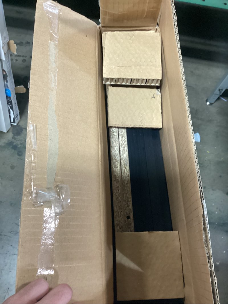 Condition photo showing As Is for mainstays parsons tv stand for tvs up to 50", black oak finish