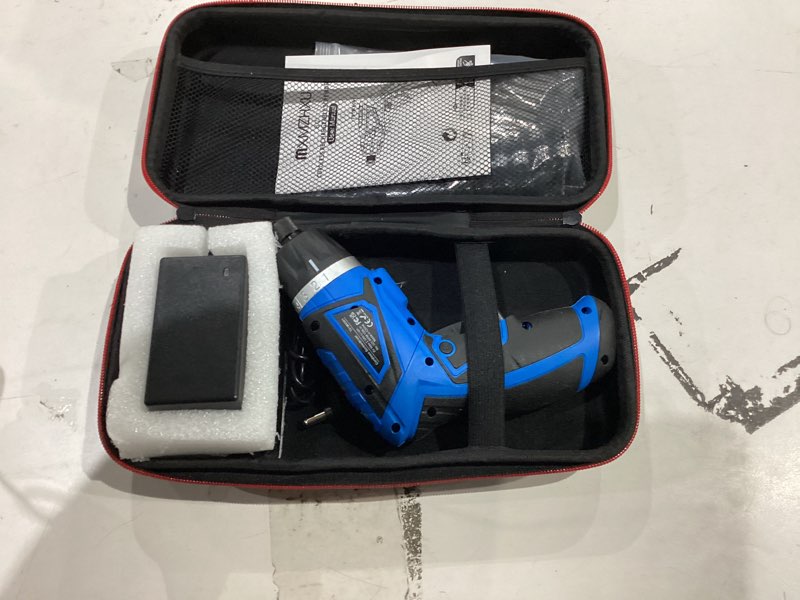 Condition photo showing Good Condition for 8V Cordless Screwdriver,6+1 Torque Max 10N·m Electric Power Screwdriver with 47 Accessories,180°Pivoting Handle, 2000mAh Rechargeable Screw Gun&Bit Set with LED Light, Flexible Shaft,for Home,Office Blue