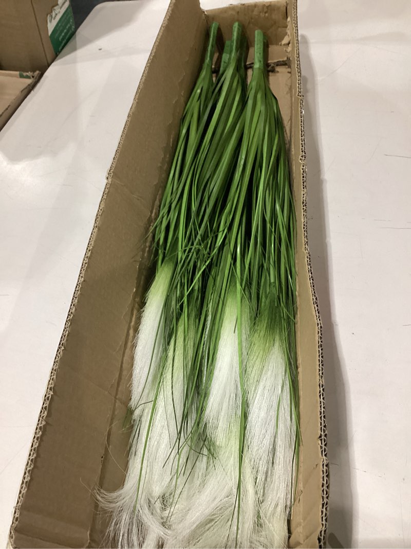 Condition photo showing Good Condition for vlorart 33" artificial plants 6 pack onion tall grass greenery, faux fake grass shrubs plant flowers wheat grass for house home indoor outdoor office room gardening indoor décor-white 6pcs white