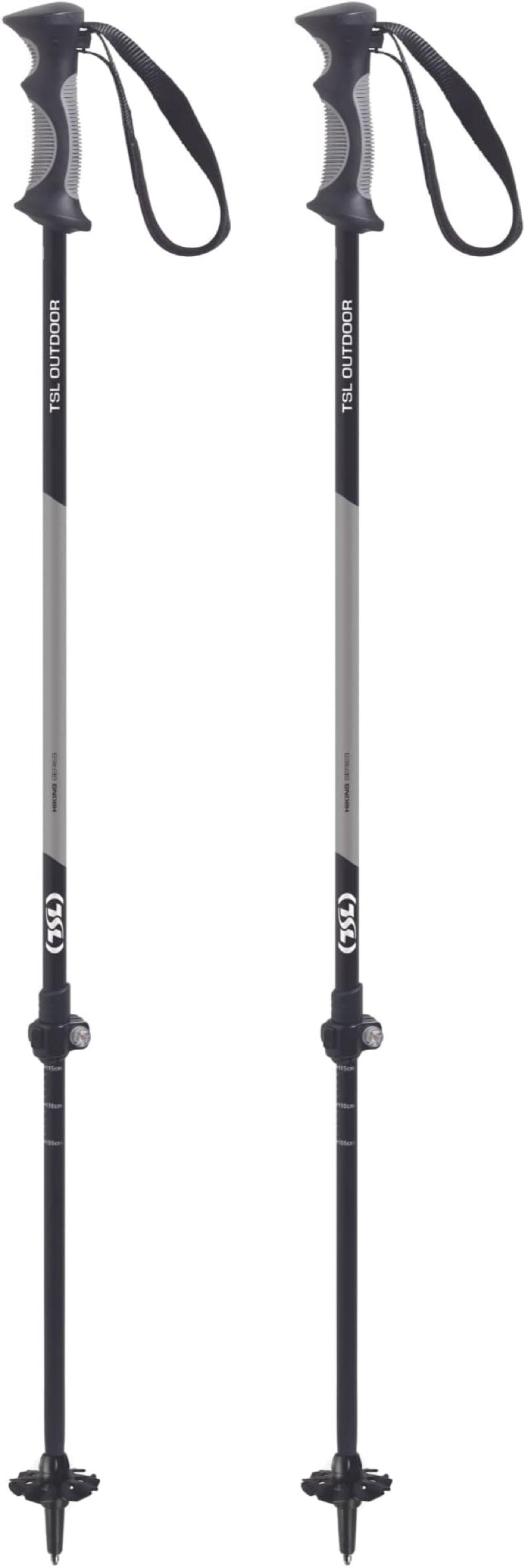 TSL Snowshoes Hiking 2Piece Poles, Grey & Black, 32 to 53"