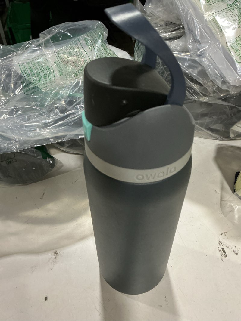 Condition photo showing As Is for owala freesip insulated stainless steel water bottle with straw for sports and travel, bpa-free, 32oz, foggy tide foggy tide 32 ounces