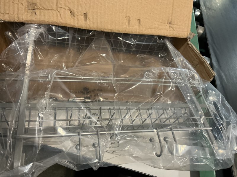 Condition photo showing New/Like New for zenna home shower caddy, modern and functional, steel shower rack with 2 extra wide shelves and built-in hooks, satin nickel