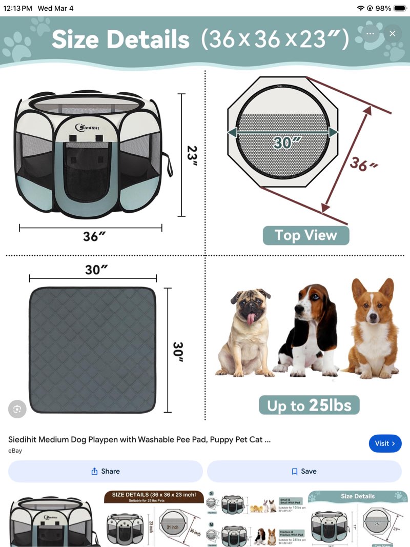 siedihit dog playpen, puppy pet playpen, medium dogs tent crates cage indoor/outdoor, portable pop u