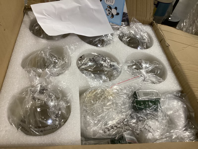 Condition photo showing New/Like New for kco lighting 7-lights mid century modern flush mount ceiling light overhead amber glass globe sputnik chandelier ceiling light fixture brass gold bedroom living room ceiling lighting gold+amber-7 light