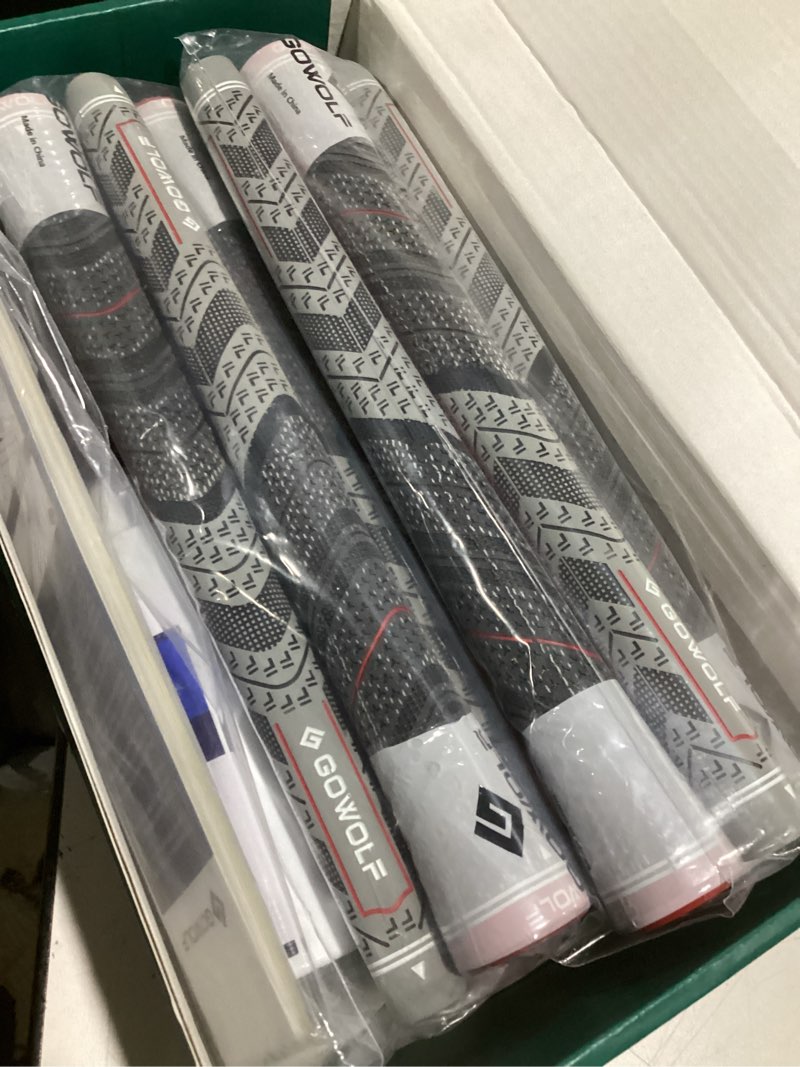 Condition photo showing Good Condition for gowolf premium cross corded natrual rubber golf grips 13 pack, back rib improved control multi-compound hybrid golf club grips with 15pc tapes or full kits oversize gray (grips+full kits)
