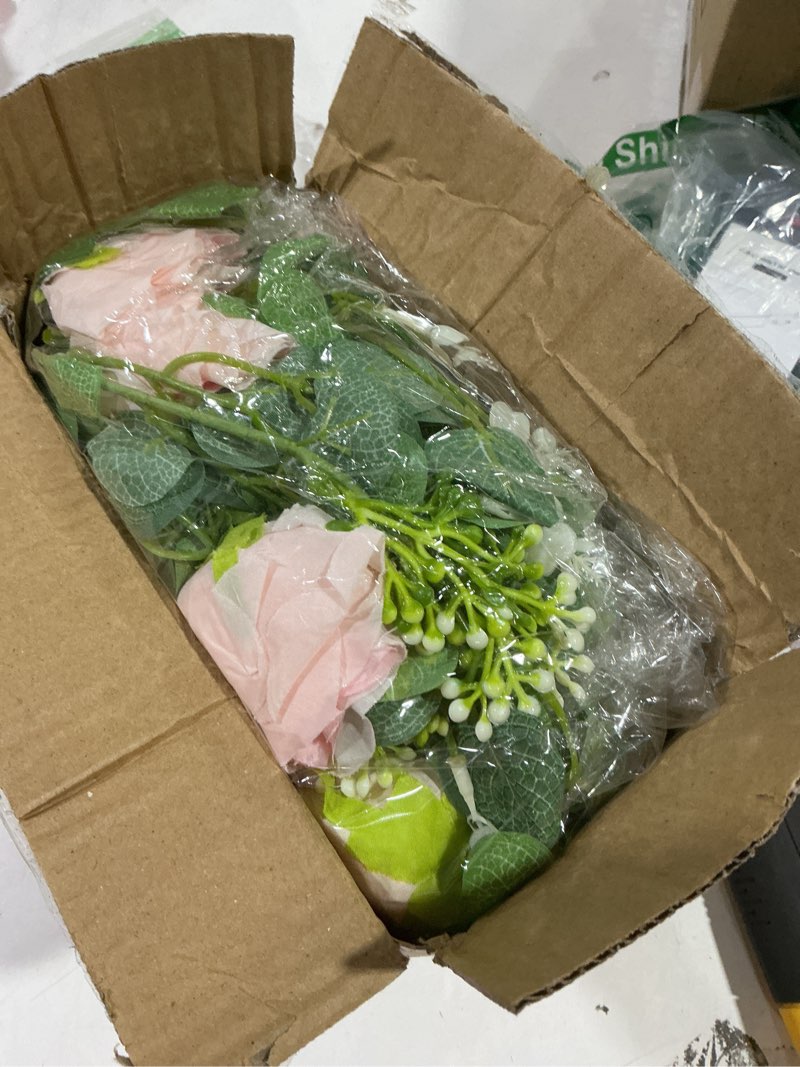 Condition photo showing New/Like New for Dolicer 2Pcs 13Ft Artificial Eucalyptus Garlands with Flowers - 8 Roses, Faux Floral Greenery Garlands with 13Ft String Lights Fake Flower Vines for Wedding Table Centerpieces Arch Party Decor (Pink) Pink Rose With Lights 2 Pcs