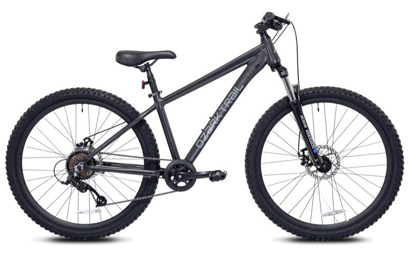 ozark trail timber 27.5 in mountain bike, small frame, fits riders 5 ft 0 in-5 ft 6 in, black, adult, unisex