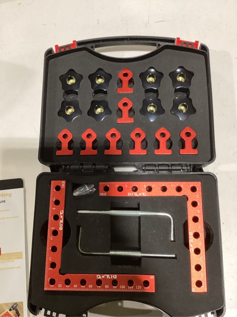 Condition photo showing New/Like New for Corner Clamp for Woodworking, 90 Degree Corner Clamp, 4 Pack 5.5"x 5.5" Aluminum Alloy Right Angle Woodworking Tools, Positioning Squares for Picture Frame, Box, Cabinets, Drawers 4Pack Set*box(5.5")