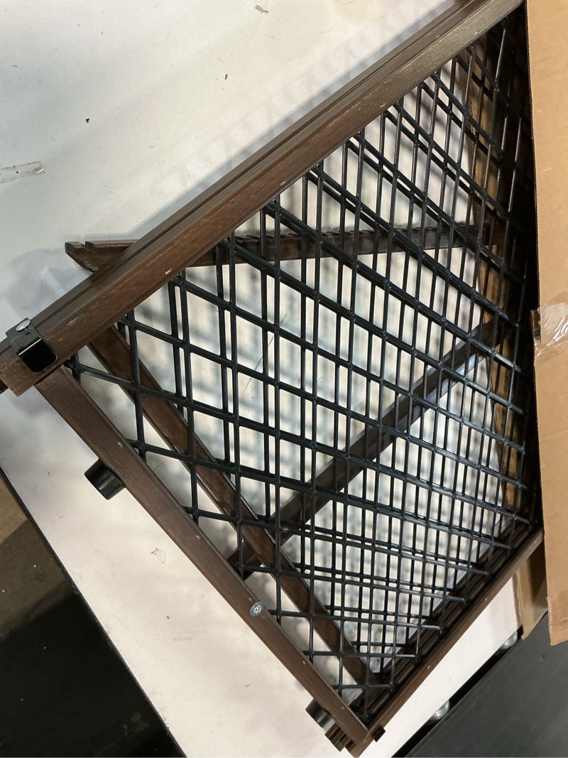 Condition photo showing As Is for evenflo position & lock baby gate, pressure-mounted, farmhouse collection