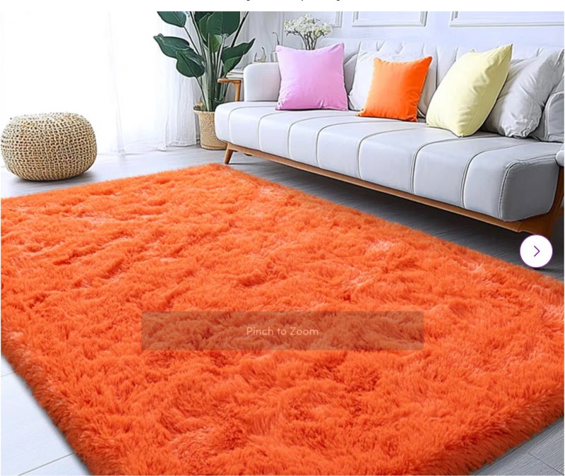 Solid Rug Soft Fluffy Orange Indoor Area Rug for Living Room Bedroom Nursery Kids Room