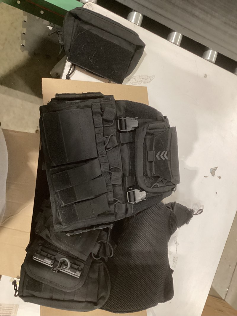 Condition photo showing As Is for YAKEDA Outdoor Training Vest With PALS System MultiFunctional MOLLE Quick Release Vest- For Hiking, Camping Training One Size Black