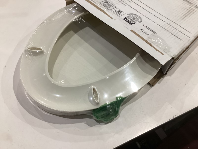 Condition photo showing New/Like New for kohler 4636-rl-96 cachet readylatch elongated toilet seat slow close soft close, toilet seat quiet lid, contoured grip-tight bumpers installation hardware, apartment essentials, biscuit biscuit elongated ready latch