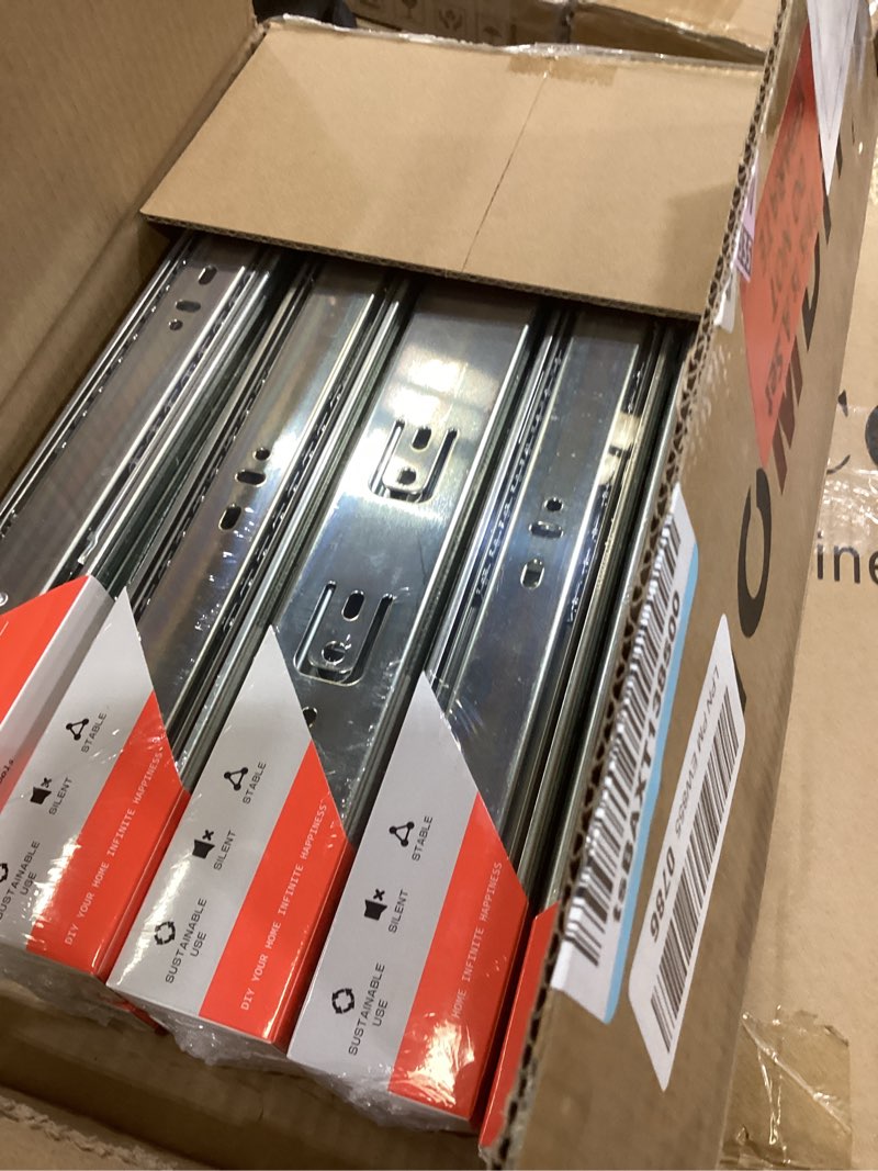 Condition photo showing Good Condition for homdiy 10 Pairs 20 Inch Soft Close Drawer Slides Heavy Duty Side Mount Dresser Cabinet Rails Metal Ball Bearing and Full Extension Kitchen Cabinet Drawer Runners 100 LB Capacity 20 Inch 10 Pairs