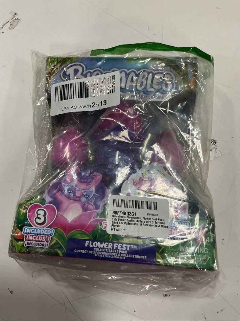 Condition photo showing New/Like New for Hatchimals Bloomables, Flower Fest Pack, Cute Easter Basket Stuffers with 3 Surprise Blind Box Collectibles, 9 Accessories & Stage Playset Multicolor