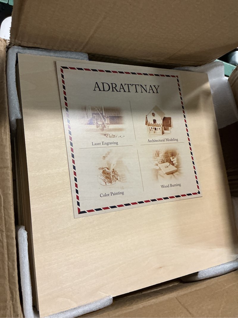 Condition photo showing Good Condition for adrattnay basswood sheets 1/16 x 12 x 12 inch - 1.5mm basswood sheets plywood sheets, 48pcs square unfinished wood board for diy crafts, laser cutting, wood burning, painting, model carving 48pcs 12x12x1/16in