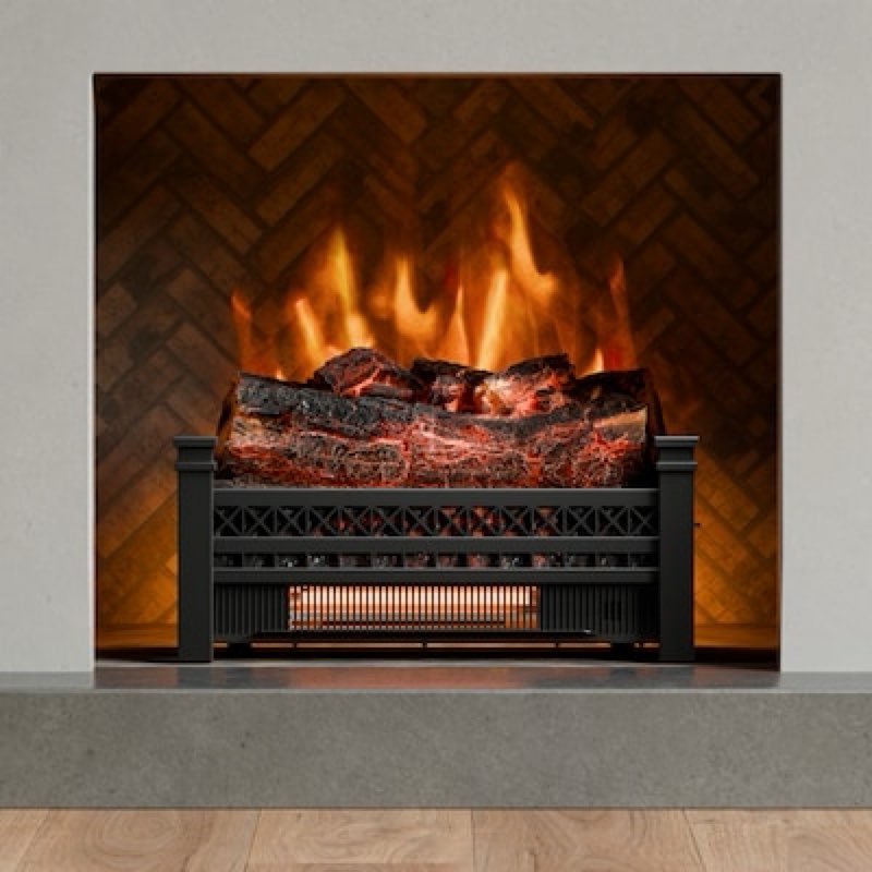 style selections 20.75-in w 5100 -btu black electric fireplace logs with heater