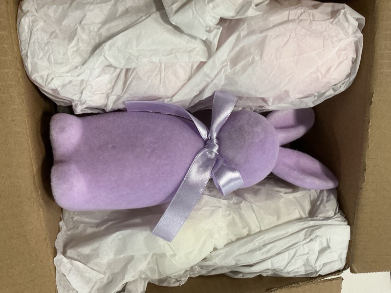 Condition photo showing Good Condition for Lanpn 6PCS Flocked Bunny Easter Decorations with Bow Ties, Macaron Color Rabbit Figurines for Easter Centerpieces, Spring Tabletop & Shelf Decor, Seasonal Gift