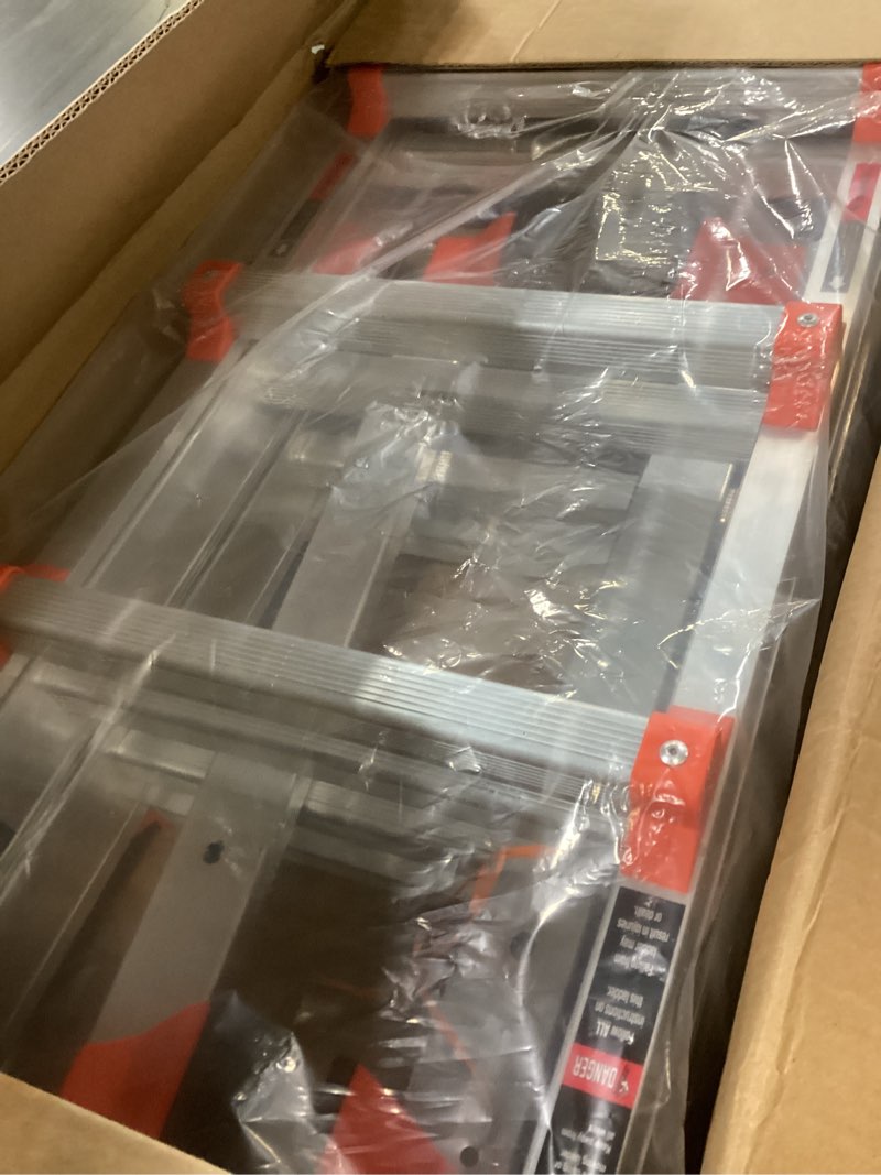 Condition photo showing New/Like New for Ladder, A Frame 4 Step Ladder Extension, 14 FT Anti-Slip Multi Position & Storage Folding Ladder, 330 lbs Security Load Telescoping Aluminum Ladders for Stairs Home Indoor Outdoor Roof 14FT Silver