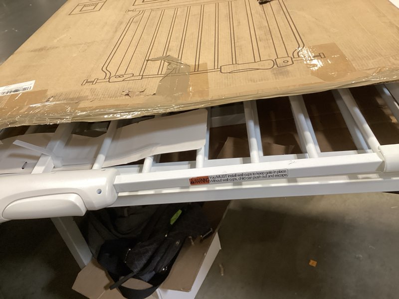 Condition photo showing Good Condition for hooen extra wide baby gate for doorways stairs 86-105 inch wide pressure mounted dog gates for the house walk through gates indoor safety child gates for kids or pets (86.3"-105") 86.3"-105"/219-267cm white