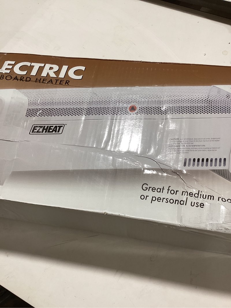 Condition photo showing New/Like New for EZ-HEAT 1,500 Watt Baseboard Space Heater with Adjustable Thermostat, Dent-Proof End Panels, Overheat Protection, Tip-Over Switch, & Stay-Cool Body, CZ600