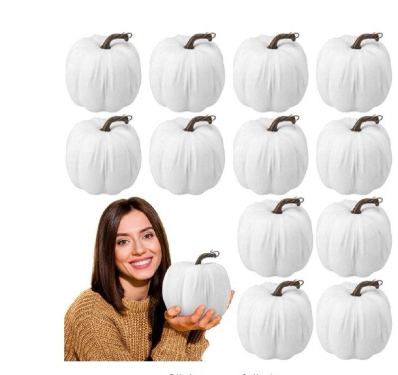 12 Pcs 6 Inches Large Pumpkins for Decorating Big Artificial Foam Pumpkins Fall Decoration Velvet Pumpkin Table Decor for Autumn Fall Thanksgiving Halloween Decor(Orange)