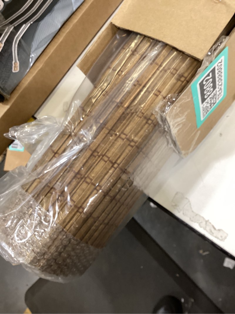 Condition photo showing New/Like New for LazBlinds Cordless Bamboo Roman Shades, Privacy Blinds for Interior Windows, Room Darkening Roll Up Bamboo Blinds for Home & Patio, 36" W x 64" H, Highfield Teak