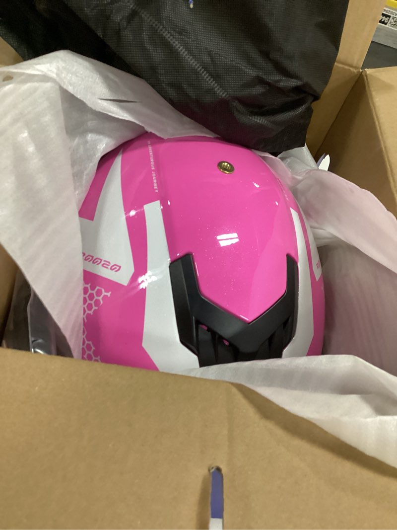 Condition photo showing Good Condition for youth dirt bike helmet dot certified - full face motorcycle helmet for off-road, atv, street riding, includes adjustable goggles & protective gloves pink large