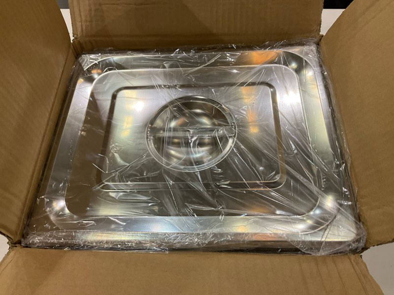 Condition photo showing New/Like New for Hotel Pan with Lid 1/2 Half Size - 4" Deep 4 Packs Stainless Steel Food Pan for Steam Table, Commercial Restaurant, Anti Jam, Buffet, Home 1/2 Size-4Inch Deep