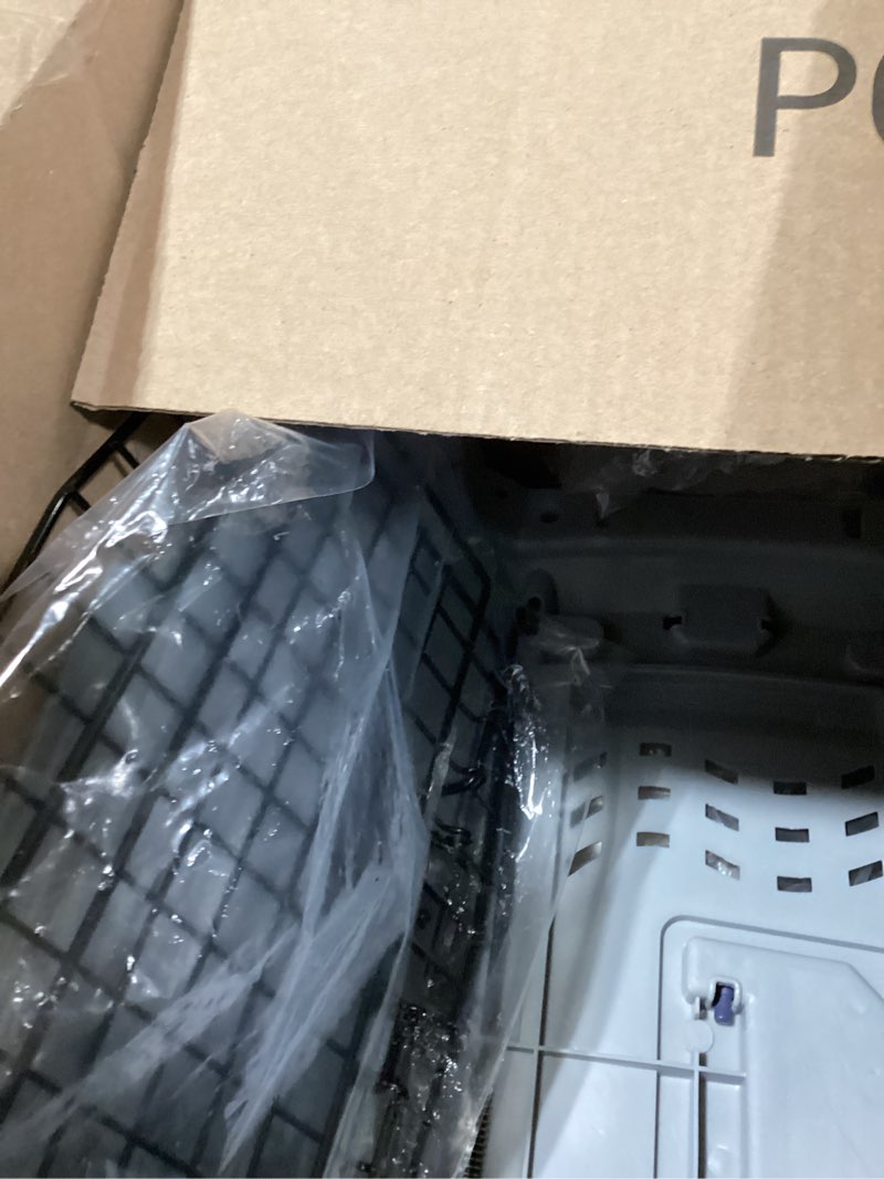 Condition photo showing Good Condition for amazon basics sturdy portable 2-door top-load hard-sided pet travel carrier with secure ventilation, handle, front & top entry for dogs, cats, 22.8"l x 15"w x 13"h, gray & blue gray & blue 22.8"l x 15.0"w x 13.0"h