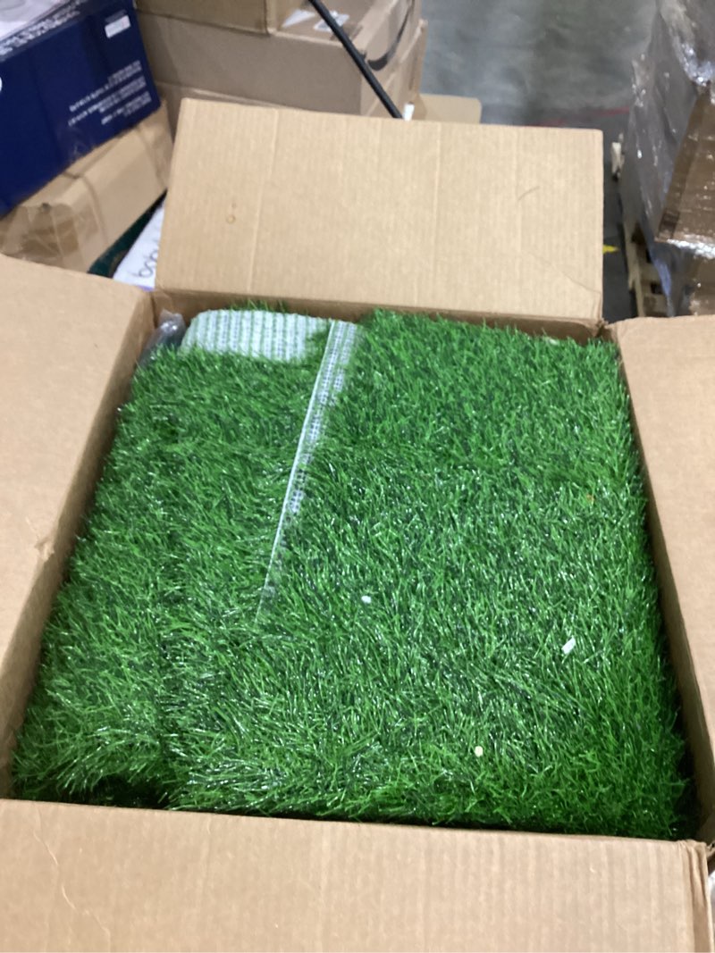 Condition photo showing As Is for Realistic Artificial Grass Rug Indoor Outdoor: Fake Grass Turf with Drainage Holes, Pet-Friendly Dog Grass Mat, Perfect for Garden Lawn Balcony Patio Backyard Landscape Decoration?, 5FT x10FT 5×10 ft