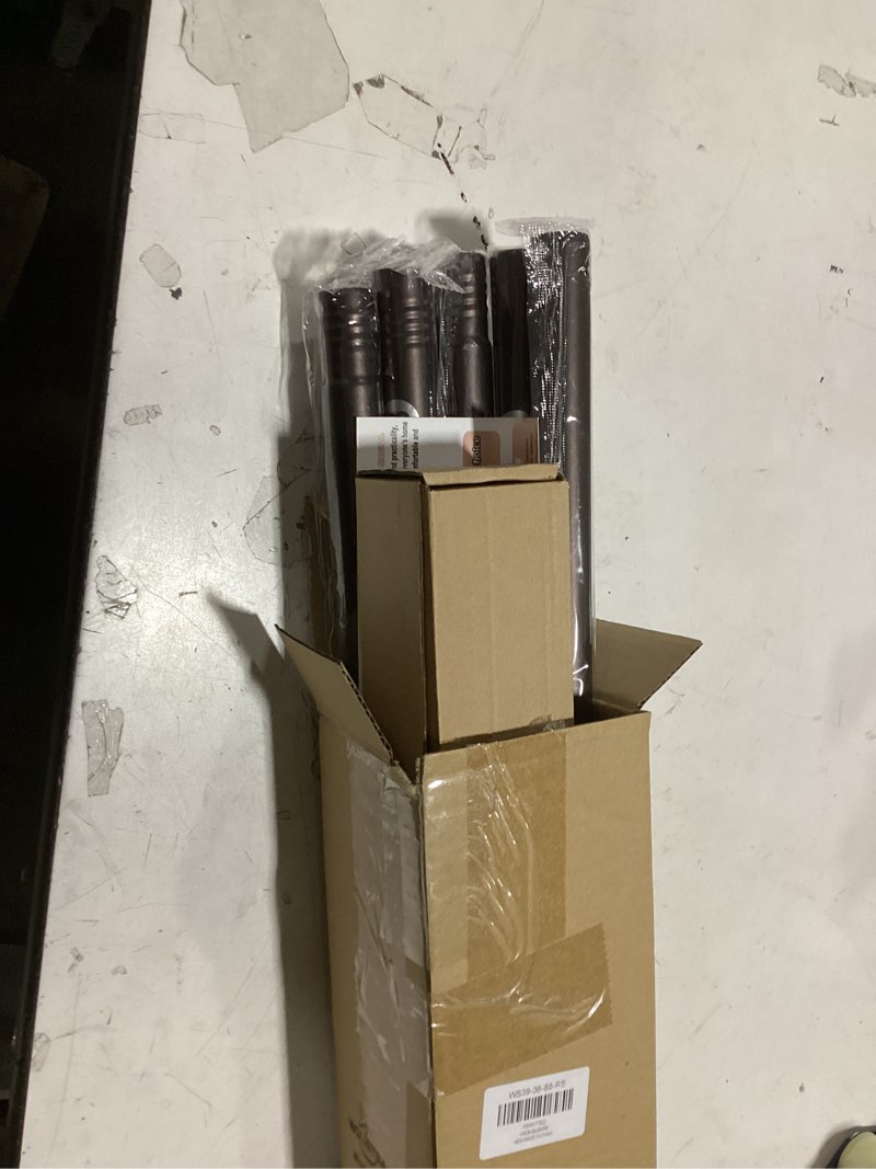 Condition photo showing Good Condition for bronze curtain rods for windows 48 to 84 inch, decorative heavy duty single-side adjustable 1'' antique brown curtain rod, vintage rustic metal drapery pole for farmhouse bedroom living room bronze 36''-88'' (1 pack)