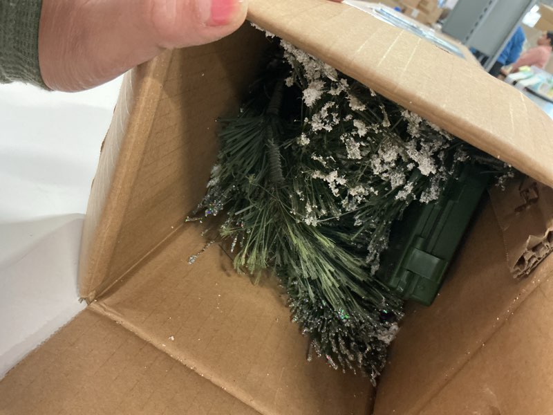 Condition photo showing Good Condition for National Tree Company 6 ft Pre-Lit Glittery Bristle Artificial Christmas Garland, Christmas Decoration with Pinecones, 50 Clear LED Lights, 138 Tips, Timer, Green