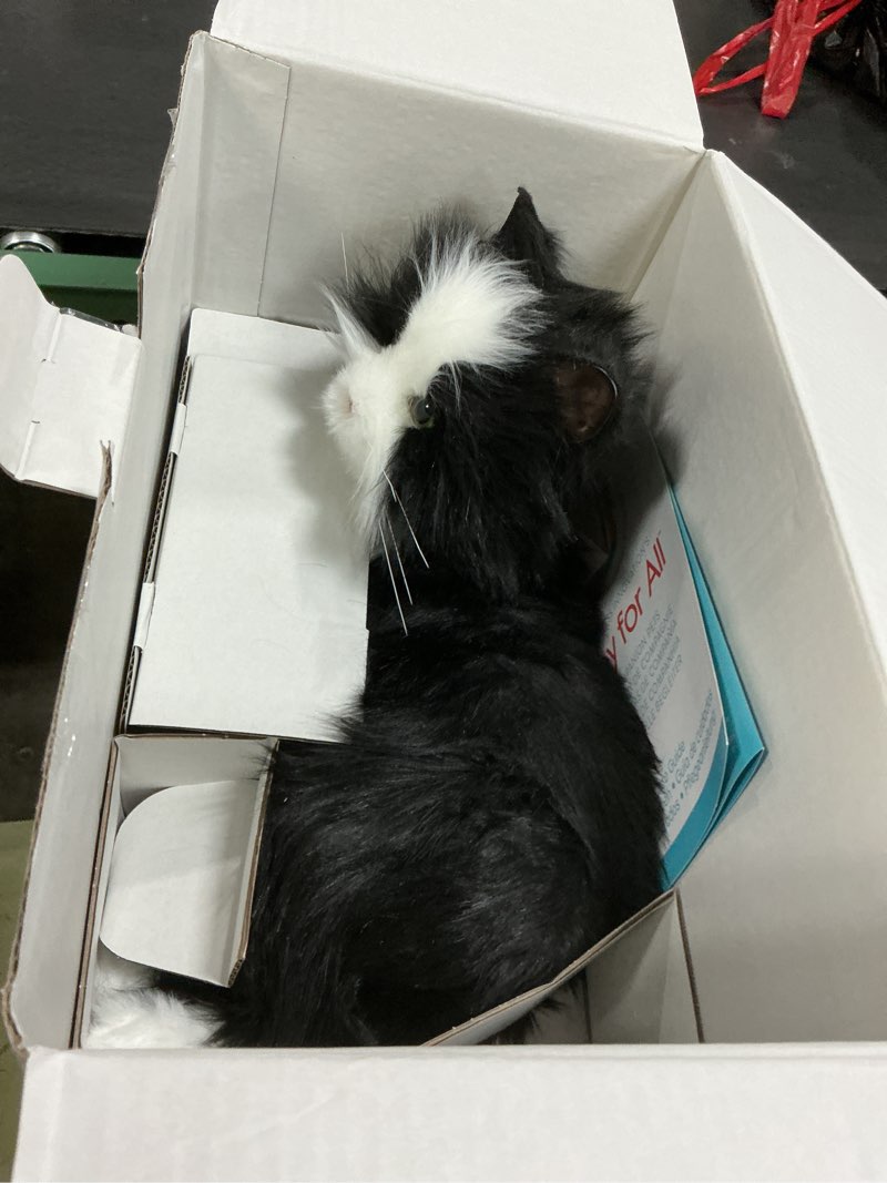 Condition photo showing New/Like New for joy for all companion pet for seniors - lifelike animatronic cat - realistic soft-touch fur & purring - therapy stuffed animal - toy for alzheimer's & dementia - tuxedo black & white tuxedo cat
