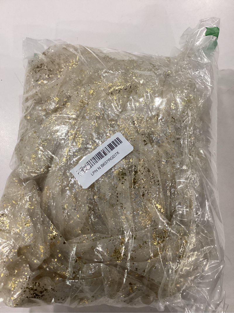 Condition photo showing Good Condition for Snowkingdom 10 Pack 10ft Gold Table Runners, Sheer Chiffon Tulle Cheesecloth Sequin Glitter Metallic, Golden Centerpieces Table Decorations for Party Wedding Christmas Birthday Bridal Baby Shower 10 Gold