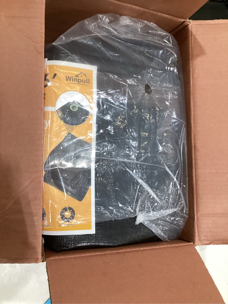 Condition photo showing Good Condition for winpull tarp 12x16ft, 16 mil heavy duty large tarps, waterproof tarp with brass grommets and reinforced edges, uv resistant, tear&fade resistant poly tarp for outdoor camping pool car tent 12' x 16' brown/black-16mil
